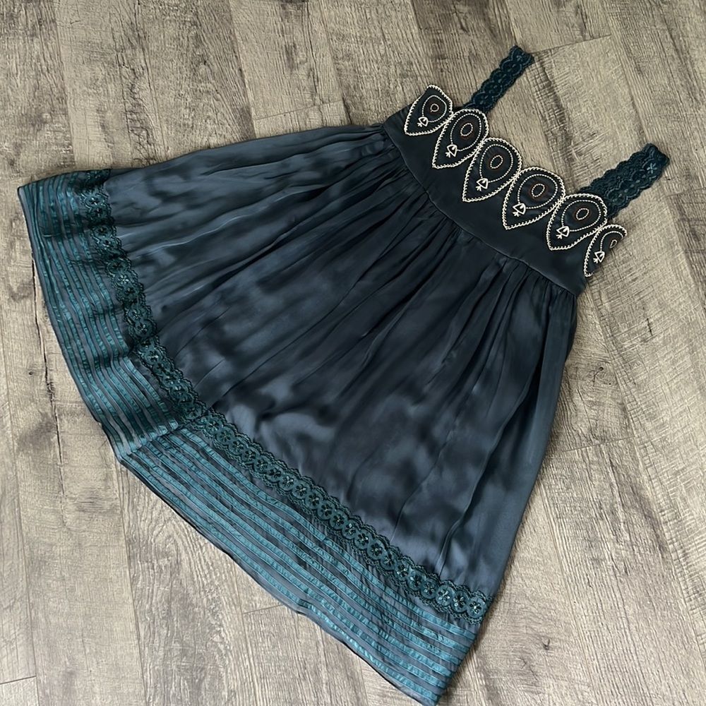 Silk sundress aquamarine Sz Xl summer dress - Picture 6 of 9